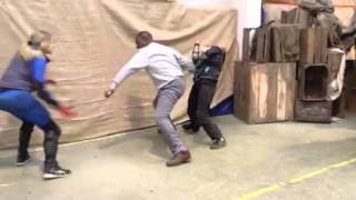 Winston Ellis on the set of Penny Dreadful 1