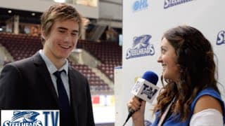 Mike McLeod after his 1st Career OHL Goal speaks with Aly Munro