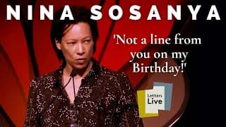 Nina Sosanya reads a letter from a wife to her husband on her birthday