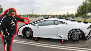 I Removed his LAMBORGHINI WHEELS.. (LEFT STRANDED) *PRANK*