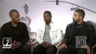 Cast of Straight Outta Compton (O'Shea Jackson Jr, Jason Mitchell, Corey Hawkins)