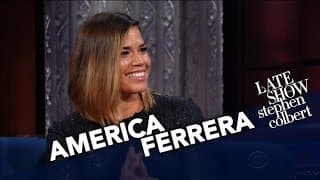 America Ferrera And Stephen Play 'Attention Shoppers'