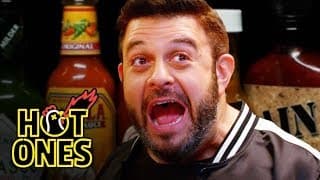 Adam Richman Fanboys Out While Eating Spicy Wings | Hot Ones