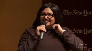 Nahnatchka Khan and Sopan Deb at the San Francisco Public Library