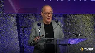 Friends Co-Creator David Crane accepts the Global Iconic Demand Award from Parrot Analytics