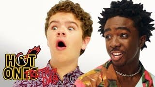 Stranger Things' Caleb McLaughlin and Gaten Matarazzo Play Truth or Dab | Hot Ones
